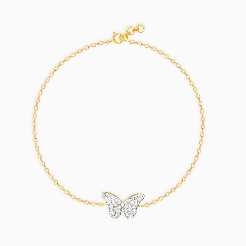 Smooth edge bracelet-Gold Mysterious Butterfly Diamond Bracelet