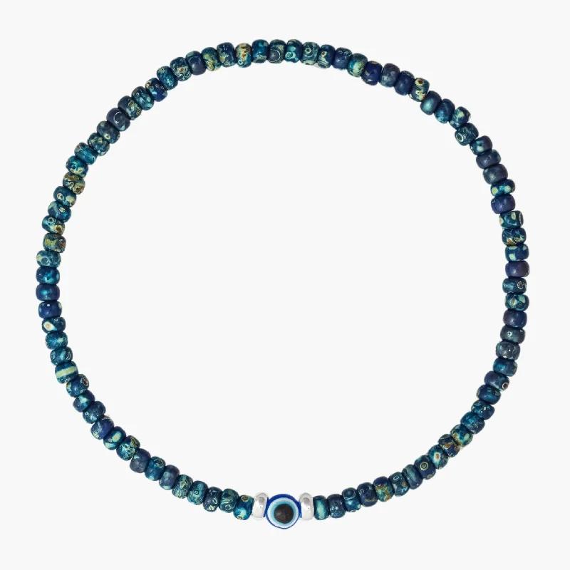 Shell splinter bracelet-2mm Beads Dandy Bracelet (Dyed Blue/Evil Eye)