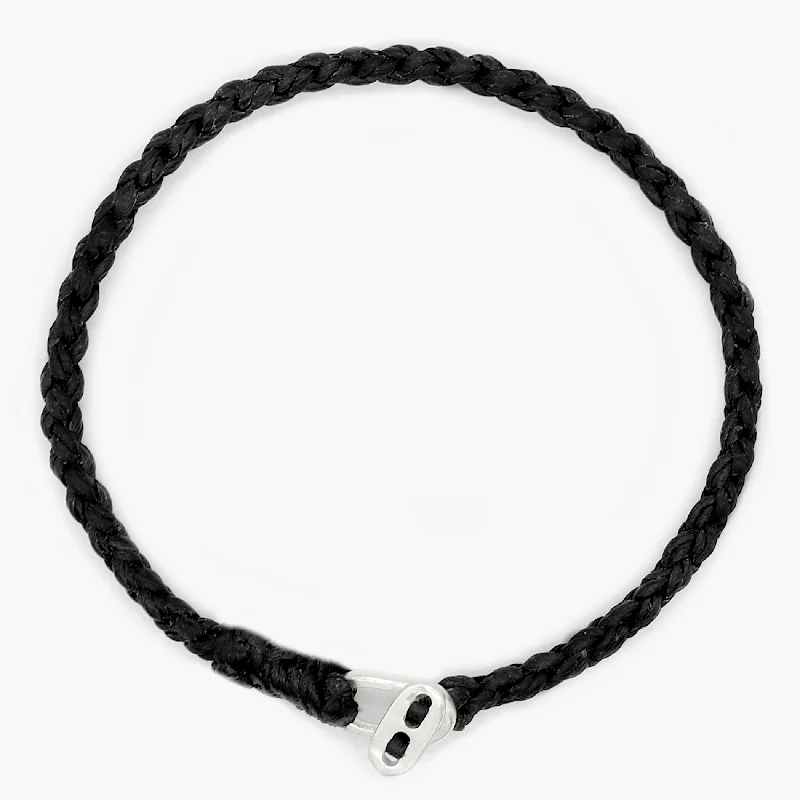 Minoan bead bracelet-4mm Braided Bracelet With Sterling Silver Clasp (Black)