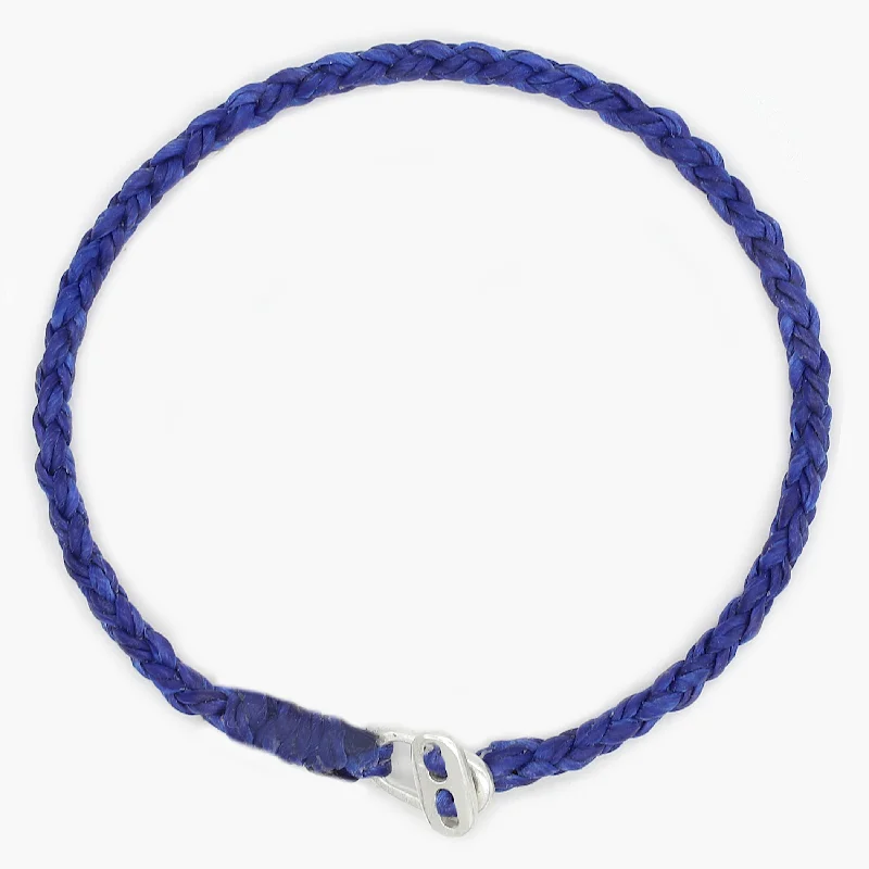 Rose flower bracelet-4mm Braided Bracelet With Sterling Silver Clasp (Blue)