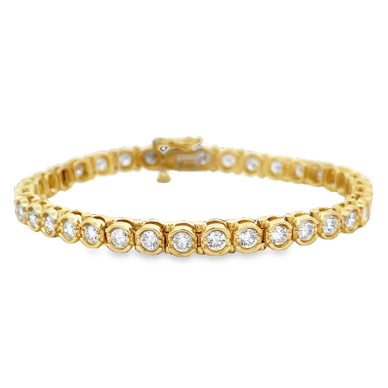 Pivot gem bracelet-5.0 CTW Diamond Bezel Bracelet in 18k Yellow Gold