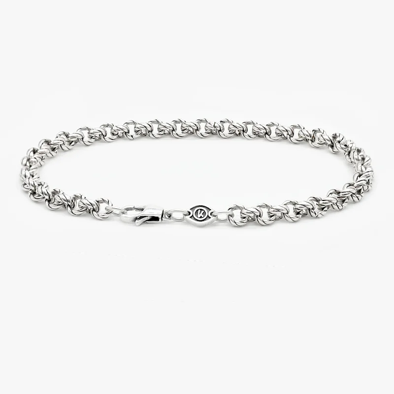 Fin tip bracelet-5mm "Bali" Sterling Silver Chain Link Bracelet