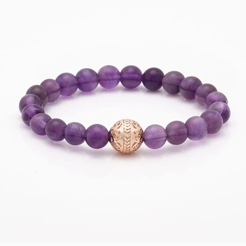 Sisal cord bracelet-Amethyst Rose Gold Bracelet