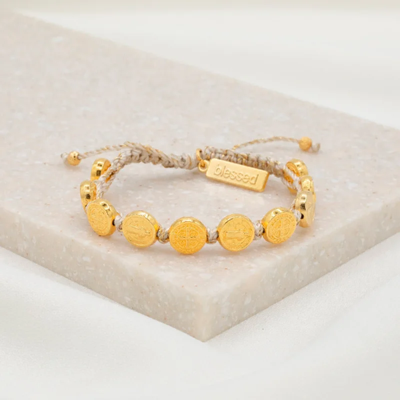 Sunken ridge bracelet-Benedictine Blessing Bracelet - Gold Medals