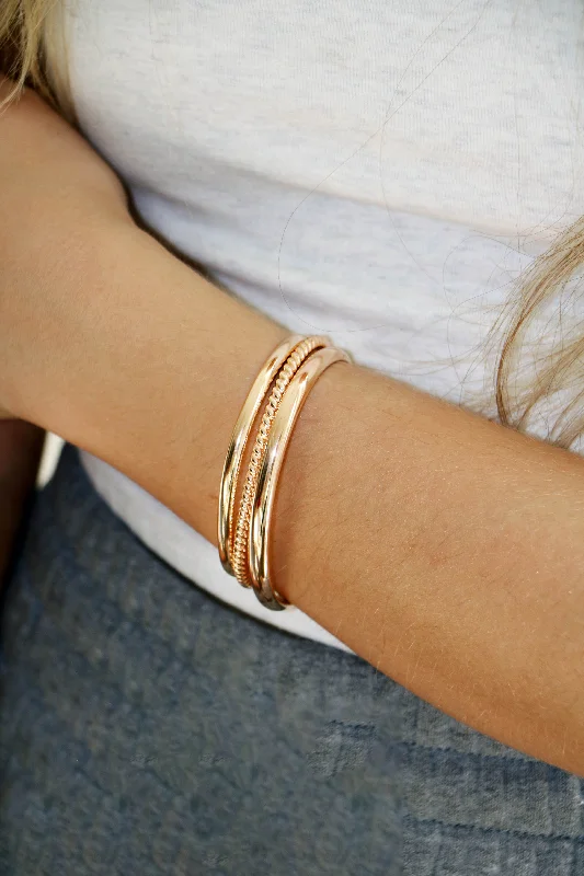 Maple grain bracelet-modern + bold cuff { gold }