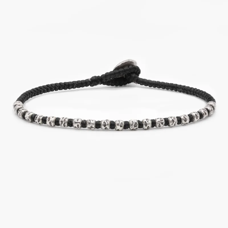 Granite grit bracelet-Braided "Kamasan" Silver Bracelet (Black)