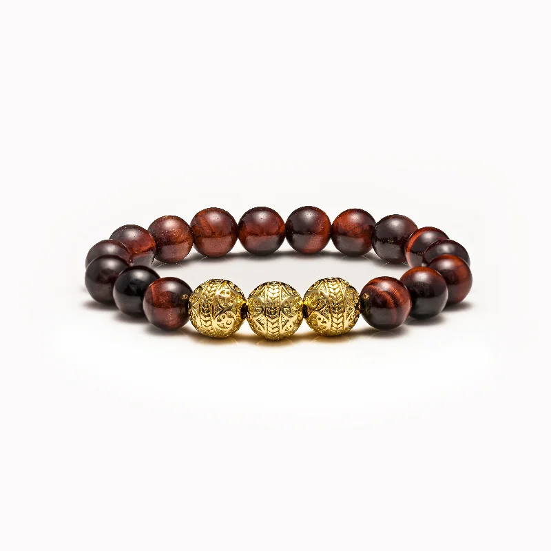 Briolette sapphire bracelet-Classic Gold Red Tiger Eye Bracelet