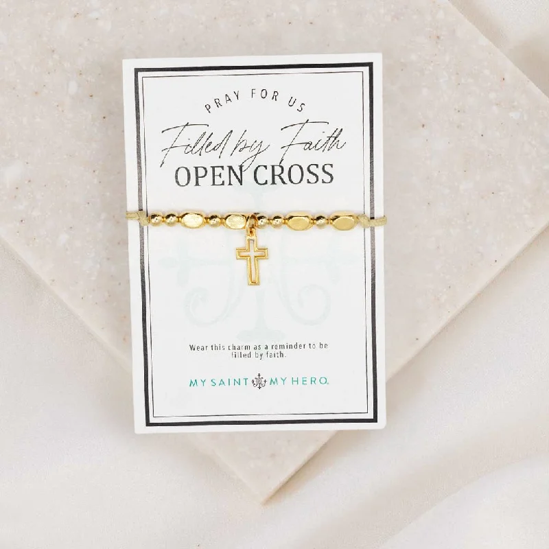 Sisal cord bracelet-Open Cross Little Saints Bracelet