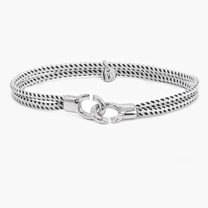 Sea moss bracelet-Double Sailing Cord Bracelet With Silver Lock (Black/White)