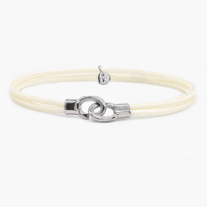 Fog bead bracelet-Double Sailing Cord Bracelet With Silver Lock (Cream)