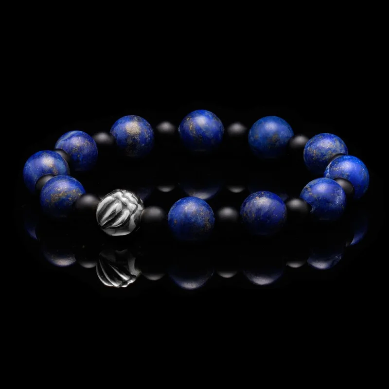 Rye stalk bracelet-Dragon Claw bracelet with Lapis Lazuli, Matt Onyx