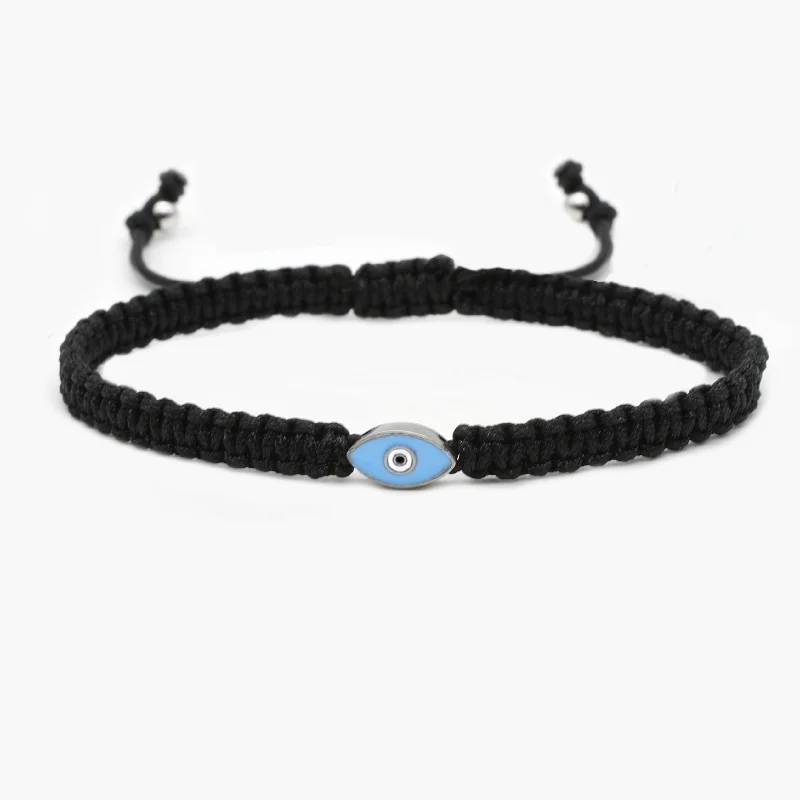 Snapped band bracelet-Braided Evil Eye Bracelet (Black)