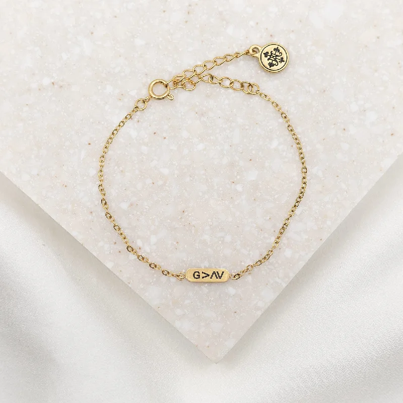 Raw gem bracelet-God is Greater ID Bracelet