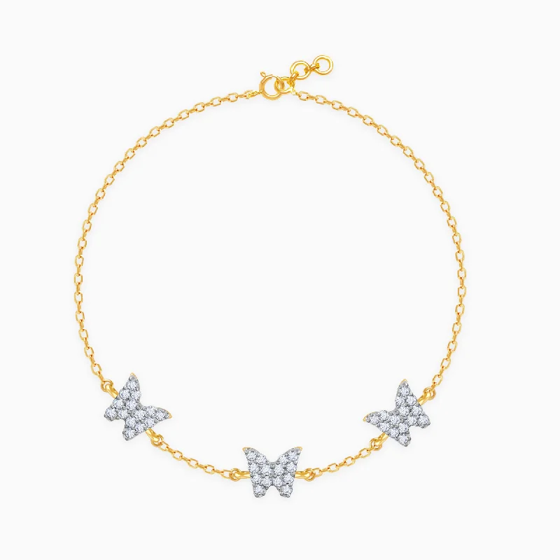 Sweeping edge bracelet-Gold Butterfly Diamond Bracelet