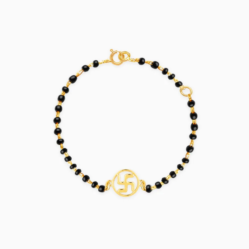 Micro shard bracelet-Gold Swastika Kids Nazariya Bracelet (0-1 yrs)