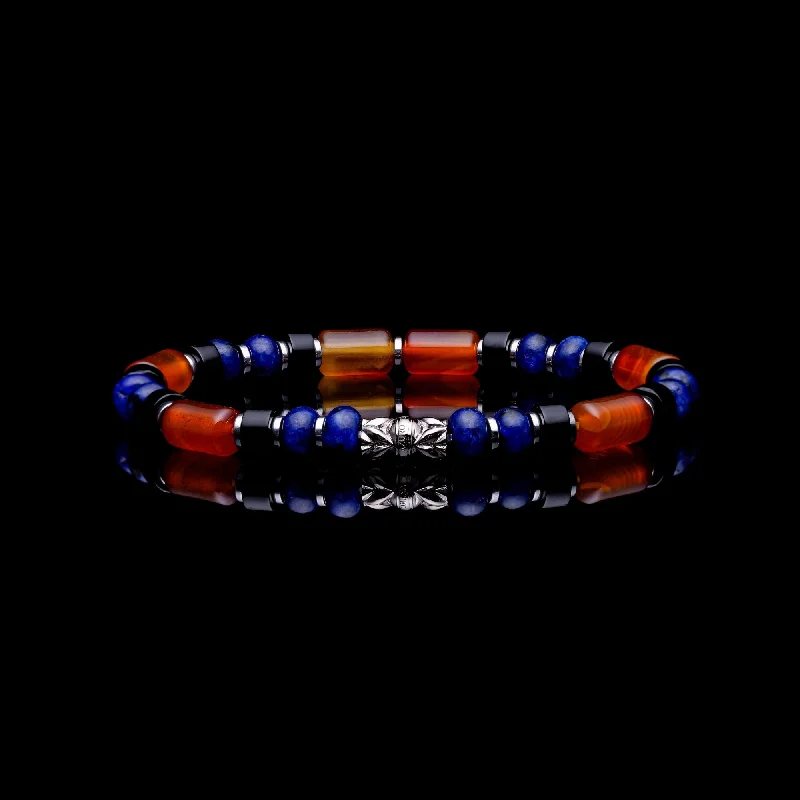 Sage twig bracelet-Kingfisher II | Agate, Lapis Beaded Bracelet