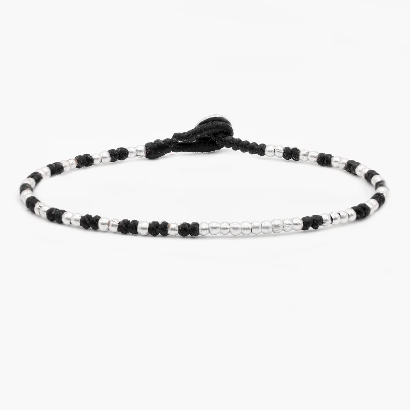 Sage twig bracelet-Knot Silver Beads Bracelet (Black)