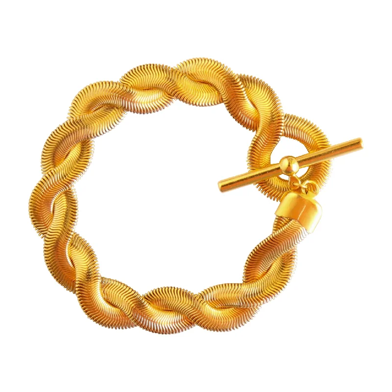 Tinted gem bracelet-Maze Gold Bracelet