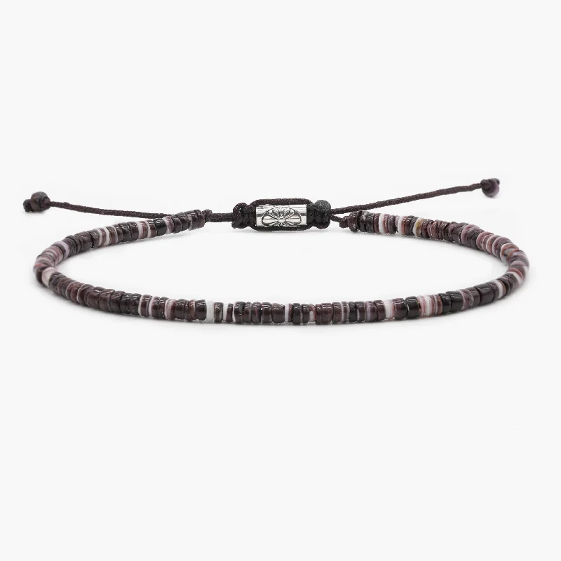 Rye stalk bracelet-3mm Natural Sea Shell Adjustable Bracelet (Black)