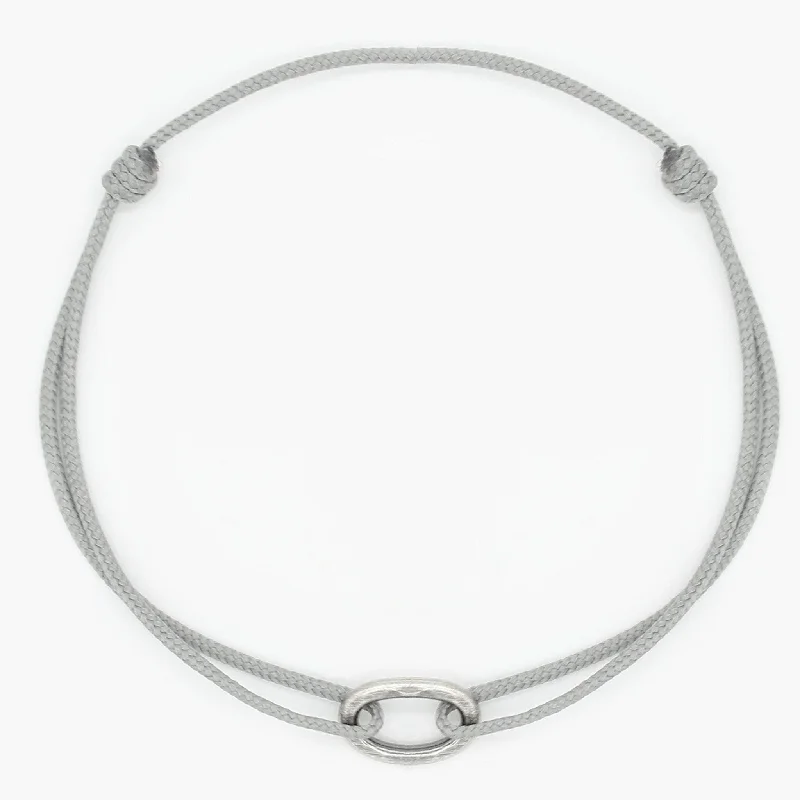 Alloy blend bracelet-Nylon Thread With Silver Hoop "Indah" Bracelet (Grey)