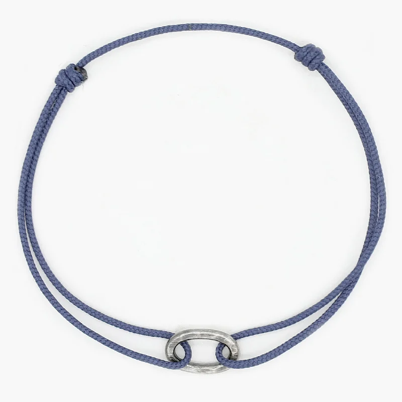 Nonagon stone bracelet-Nylon Thread With Silver Hoop "Indah" Bracelet (Ocean Blue)