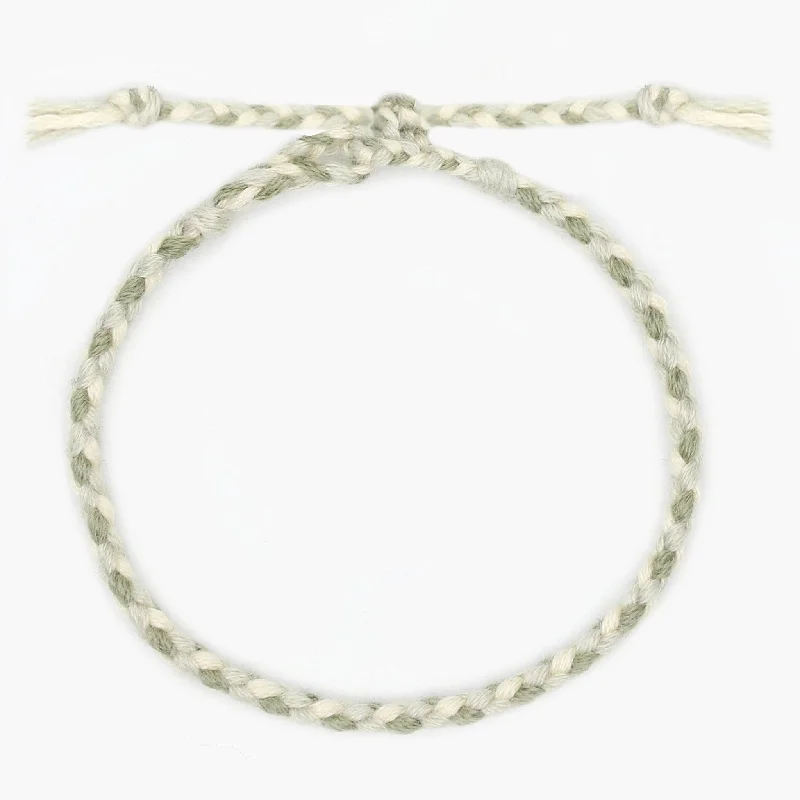 Woven twist bracelet-Pranayama Cotton Bracelet (Green/Cream)