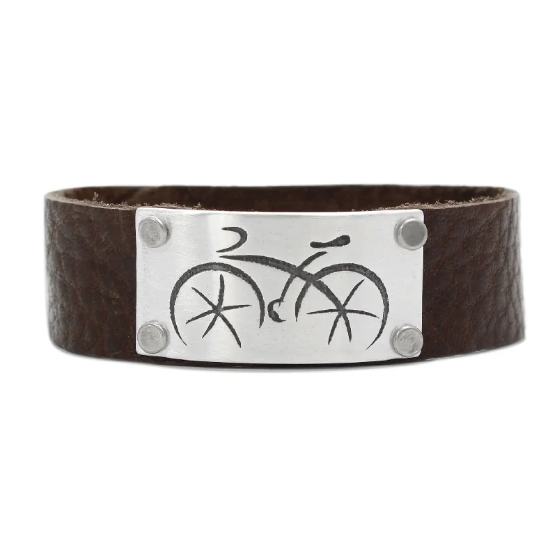 Baroque twist bracelet-Ride, our Bicycle Leather Cuff Bracelet- for men and women