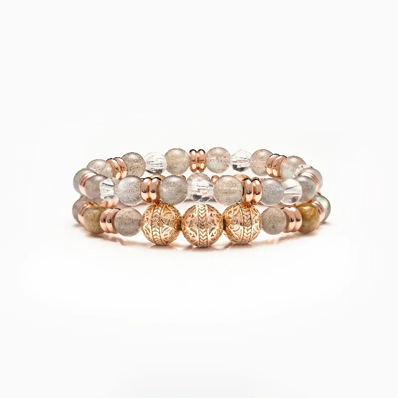 Iron cast bracelet-The Romance - Rose Gold Beaded Bracelets