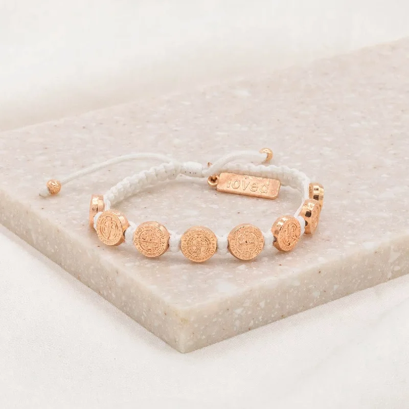 Striped band bracelet-Share the Love - St. Amos Love Bracelet - White/Rose Gold