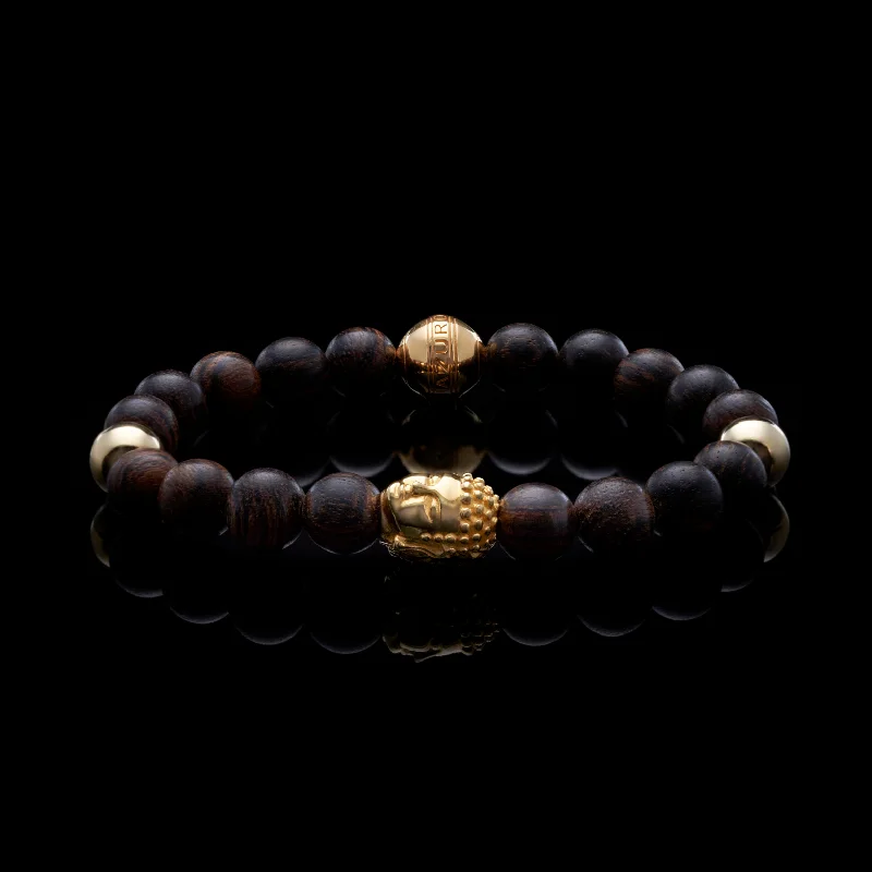 Soft check bracelet-Gold Buddha Bracelet with Wood Crystal