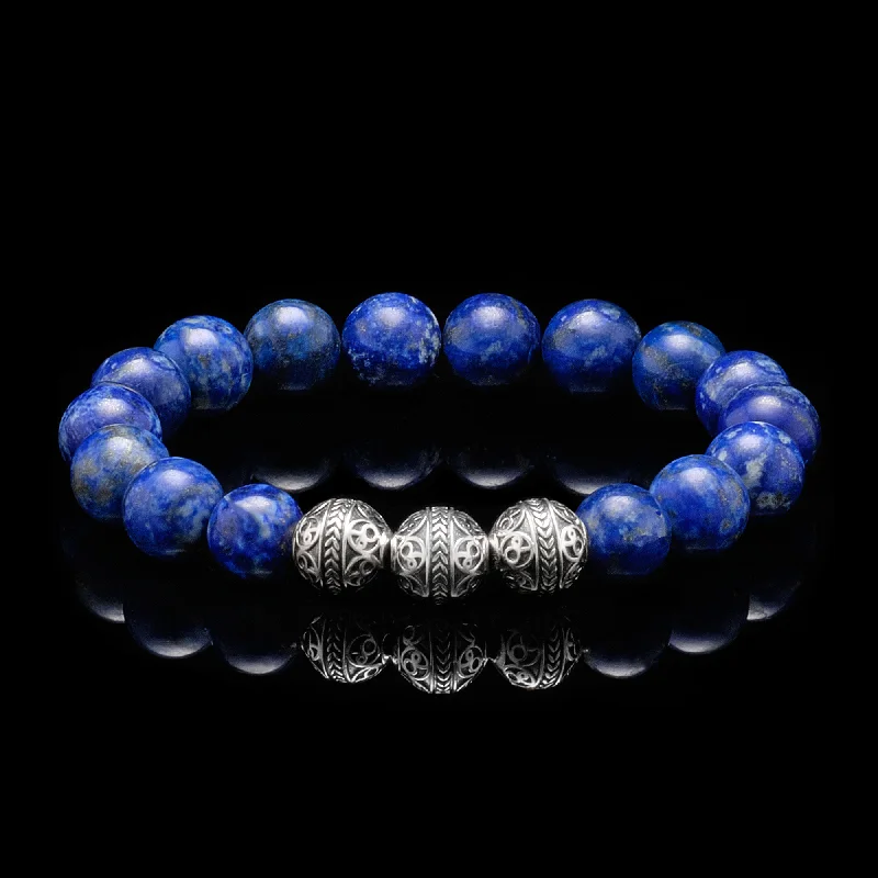 Helix coil bracelet-Silver Classic Lapis Lazuli Bracelet