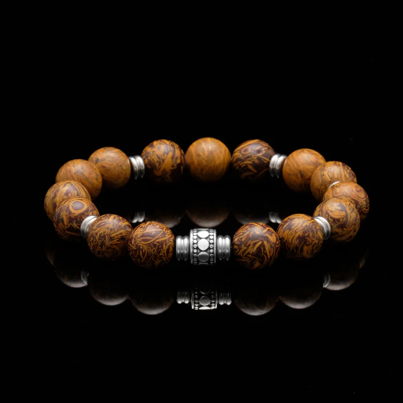 Cedar nut bracelet-Stainless Steel Spacer Sacral Chakra Bracelet