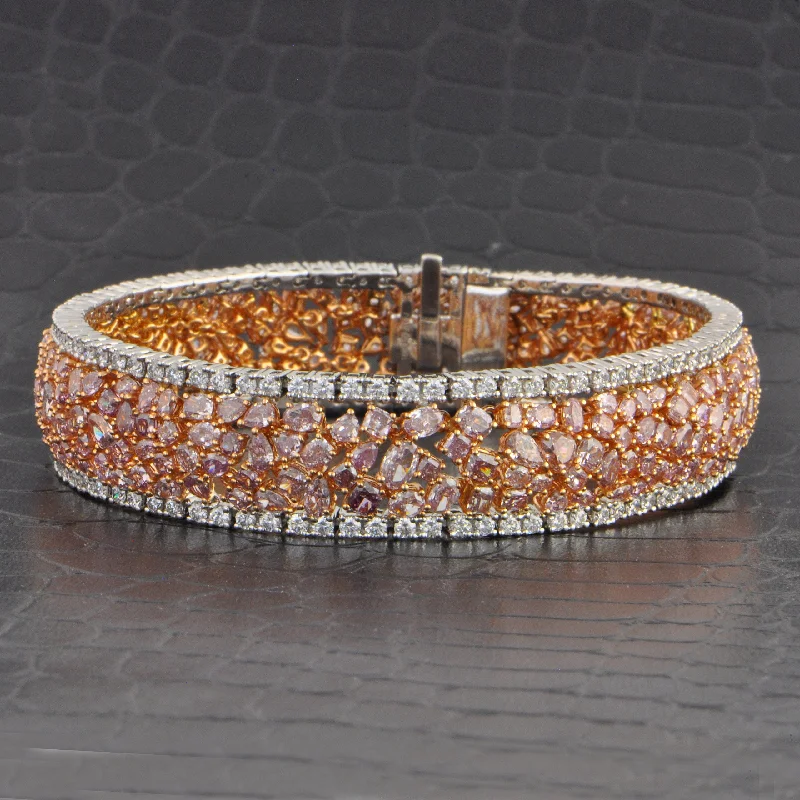 Sealed gem bracelet-Statement 20.96 CTW Pink Diamond Bracelet in 18 White and Rose Gold