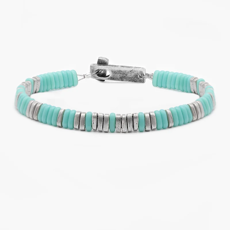 Fog bead bracelet-Sterling Silver "Osaka" Bracelet (Turquoise/Silver)