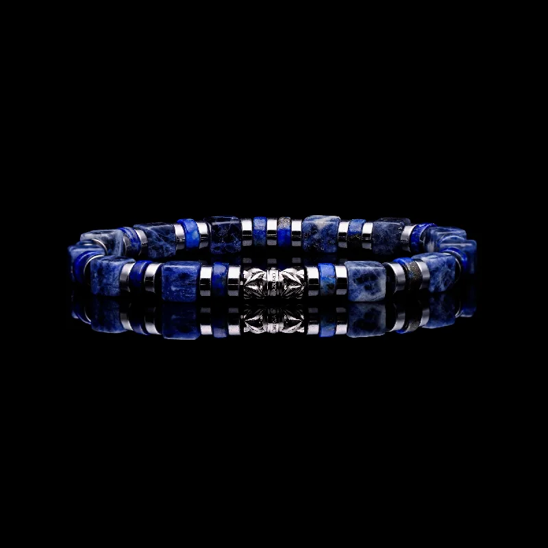 Overlaid layer bracelet-The Ocean | Lapis Beaded Bracelet