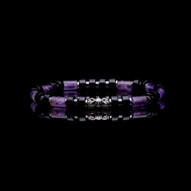 Smooth pebble bracelet-The Purple Heart | Amethyst Beaded Bracelet