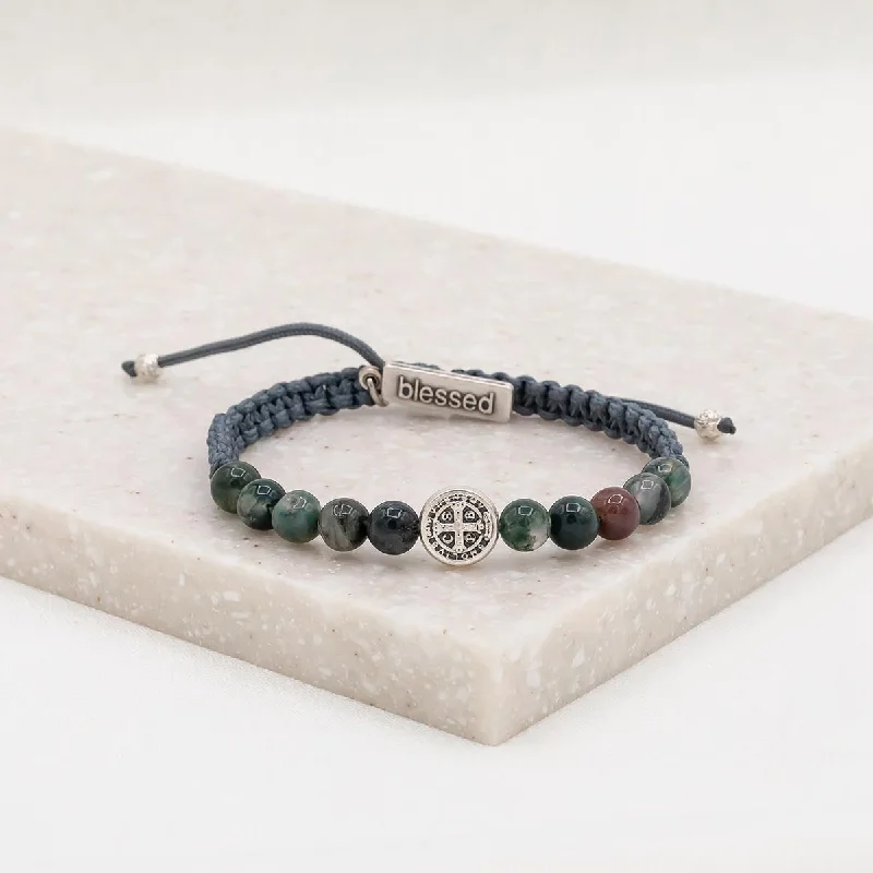 Celtic twist bracelet-Wake Up and Pray Meditation Bracelet - Mixed Agate