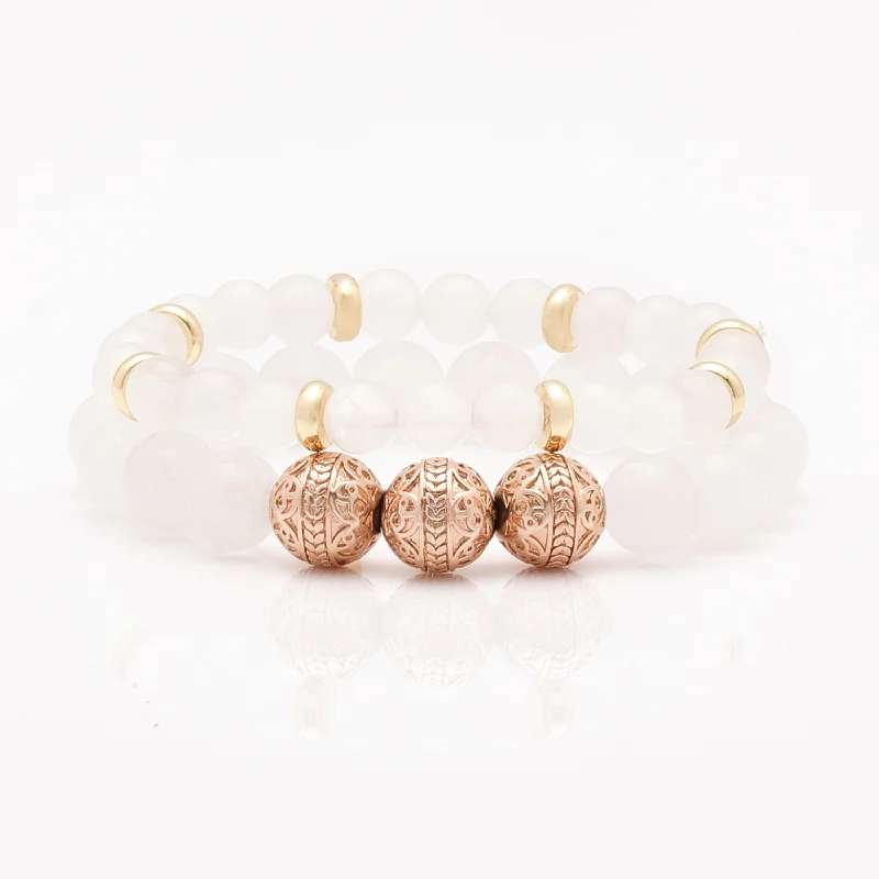 Forged alloy bracelet-White Jade Rose Gold Bracelet with White Jade Bracelet