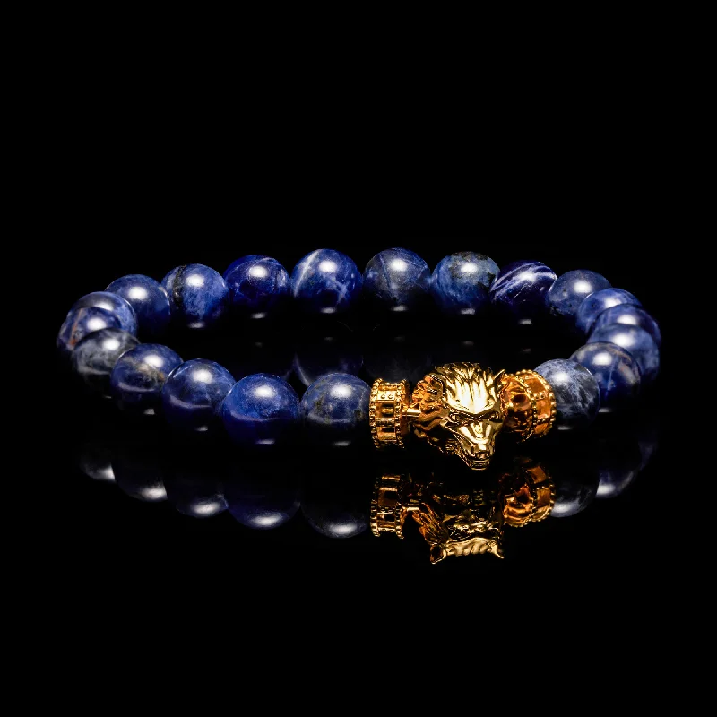 Gritty grain bracelet-Wolf Bracelet In Sodalite