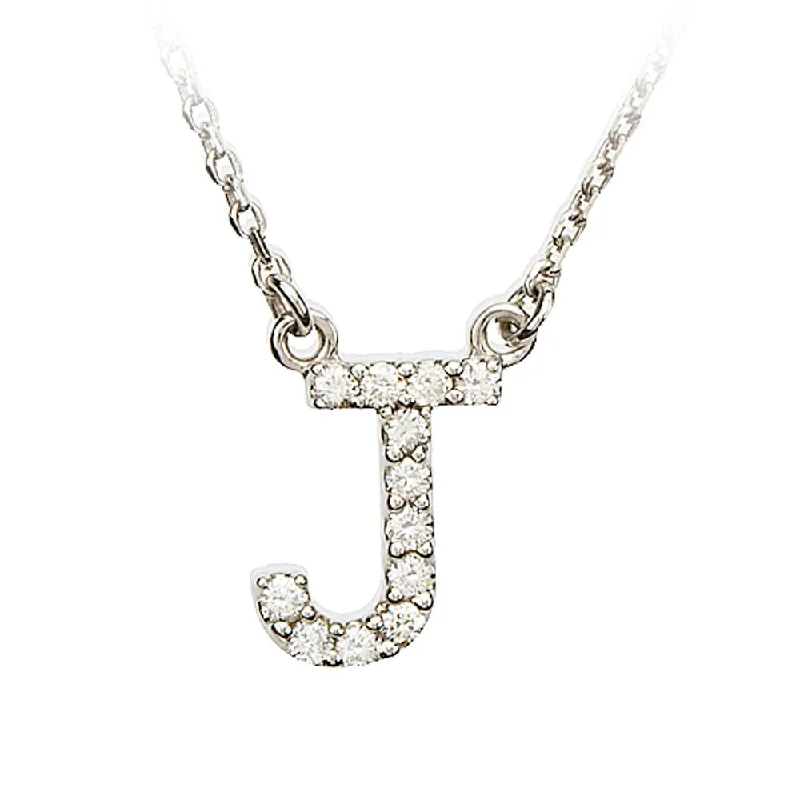 Fluid stripe necklace-1/8 Cttw Diamond & 14k White Gold Block Initial Necklace, Letter J