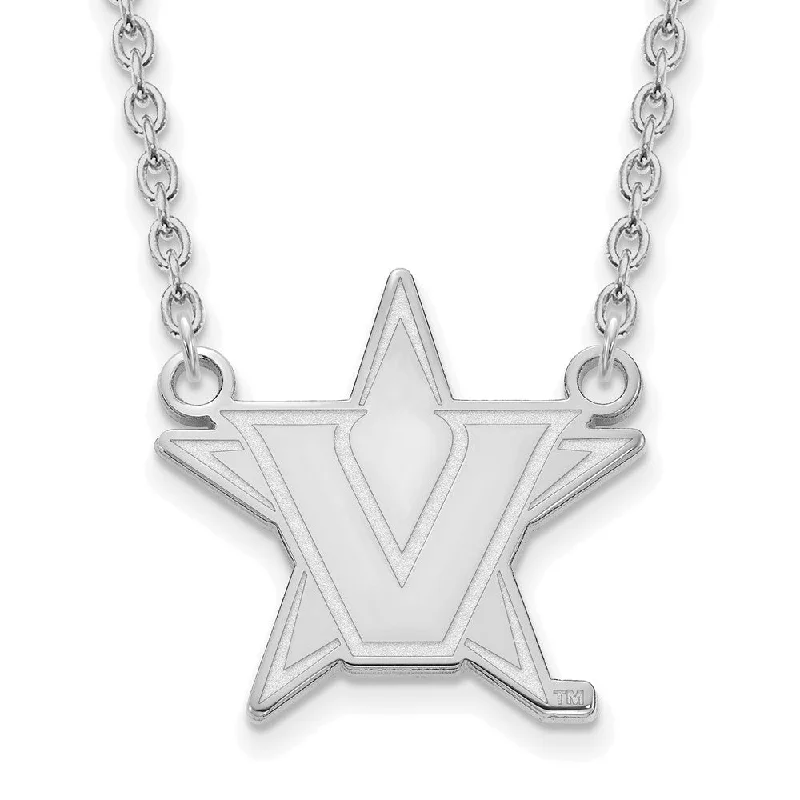 10k White Gold Vanderbilt U Large Pendant Necklace