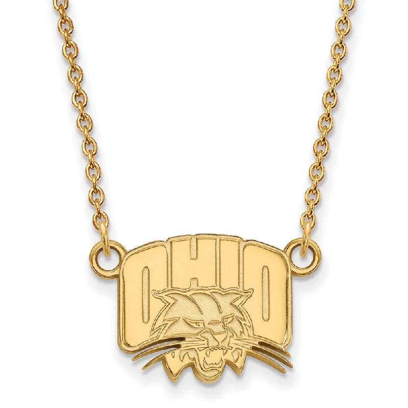 14k Gold Plated Silver Ohio U Small Pendant Necklace