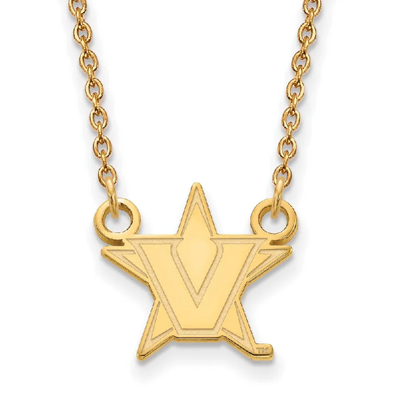 14k Gold Plated Silver Vanderbilt U Small Pendant Necklace