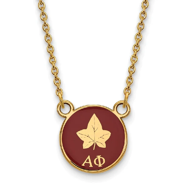 Tinted gem necklace-14K Plated Silver Alpha Phi Small Enamel Logo Necklace