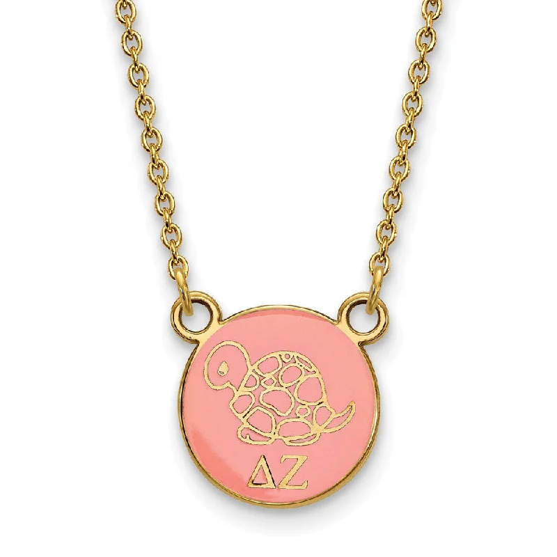 14K Plated Silver Delta Zeta Small Enamel Mascot Necklace