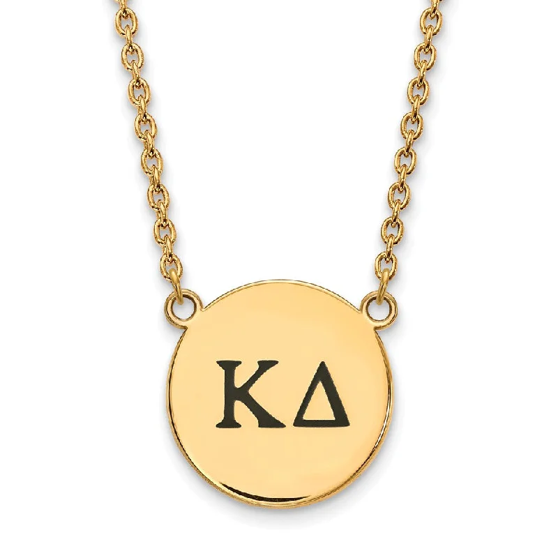 14K Plated Silver Kappa Delta Large Blue Enamel Greek Letters Necklace