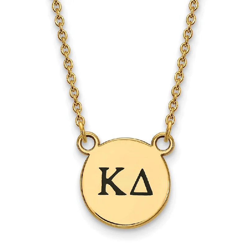 14K Plated Silver Kappa Delta Small Blue Enamel Greek Letters Necklace