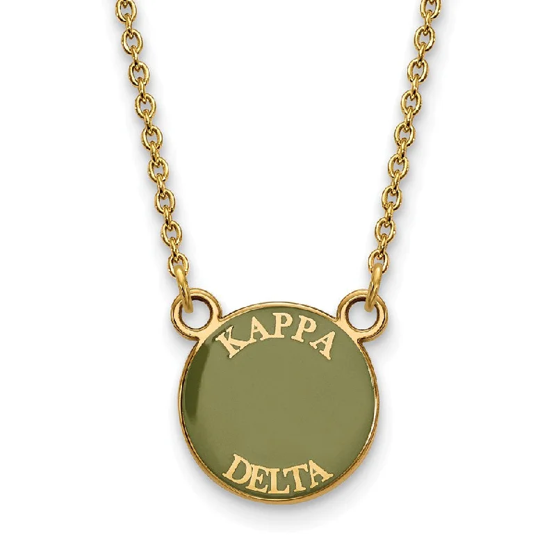 Fractured gem necklace-14K Plated Silver Kappa Delta Small Enamel Disc Necklace