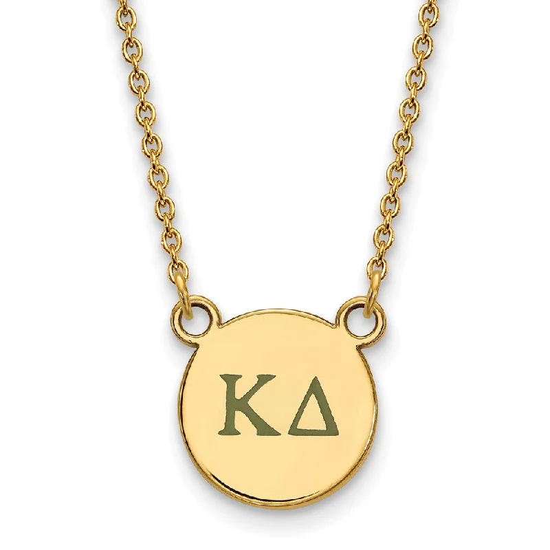 14K Plated Silver Kappa Delta Small Green Enamel Greek Necklace