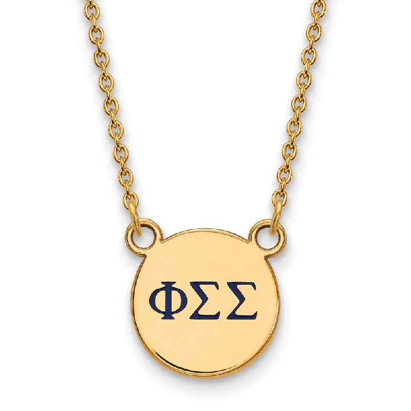 Folk artisan necklace-14K Plated Silver Phi Sigma Sigma Small Blue Enamel Greek Necklace